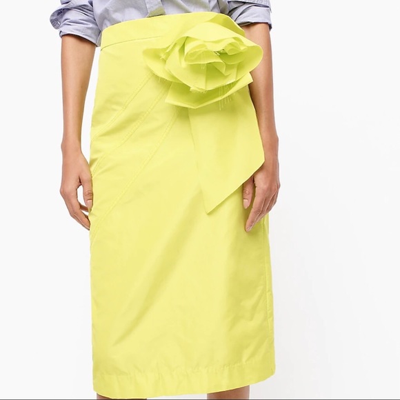 J. Crew 10 NWT Taffeta Rosette Pencil Skirt Lime - Picture 10 of 10